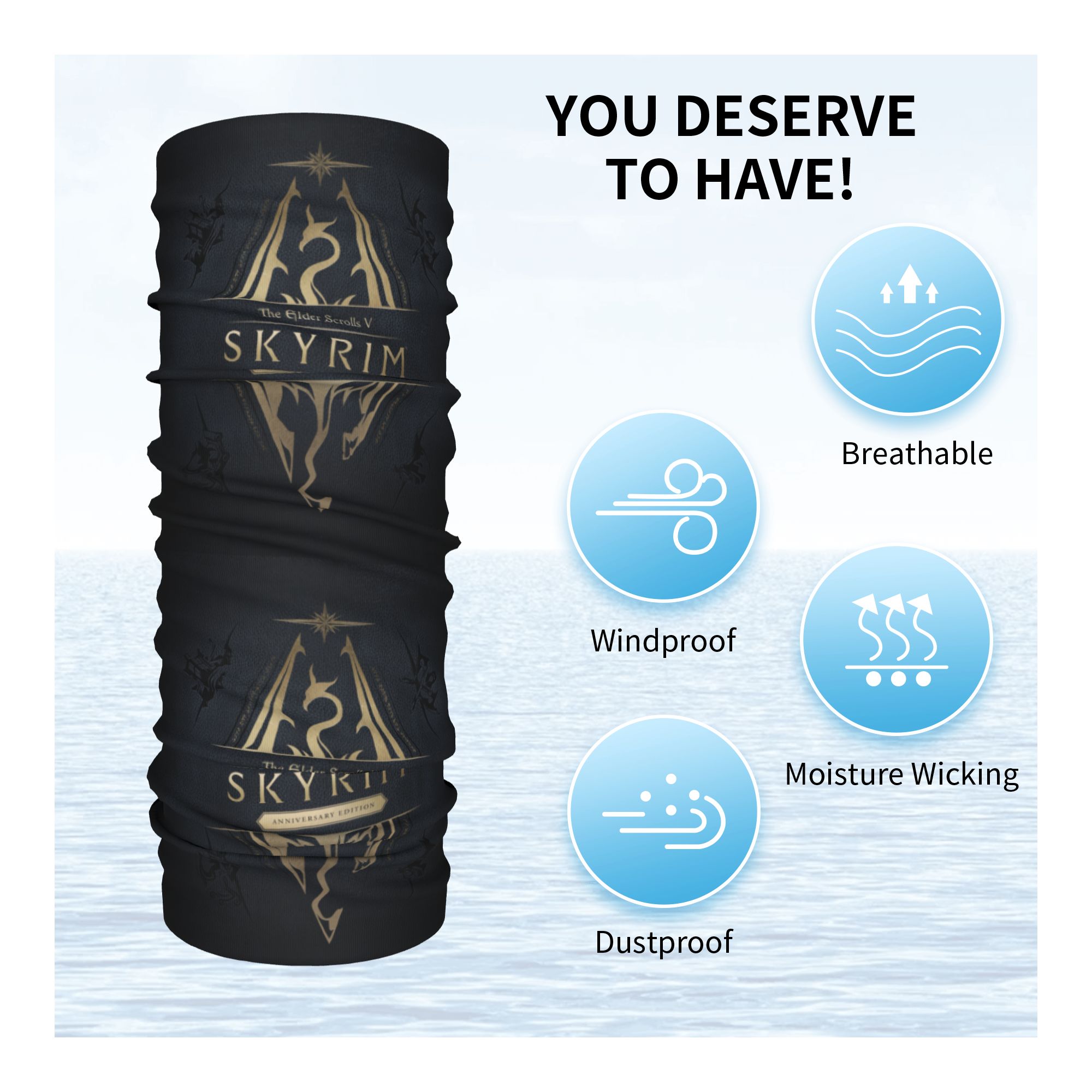 Personalizado skyrim logotipo  - Neck Gaiter Fleece avaliação e preço