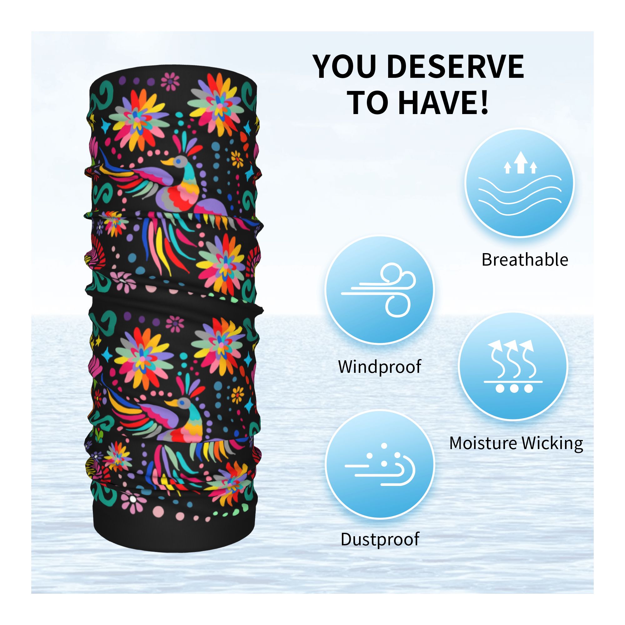 Personalizado mexicano floral  - Neck Gaiter Fleece avaliação e preço